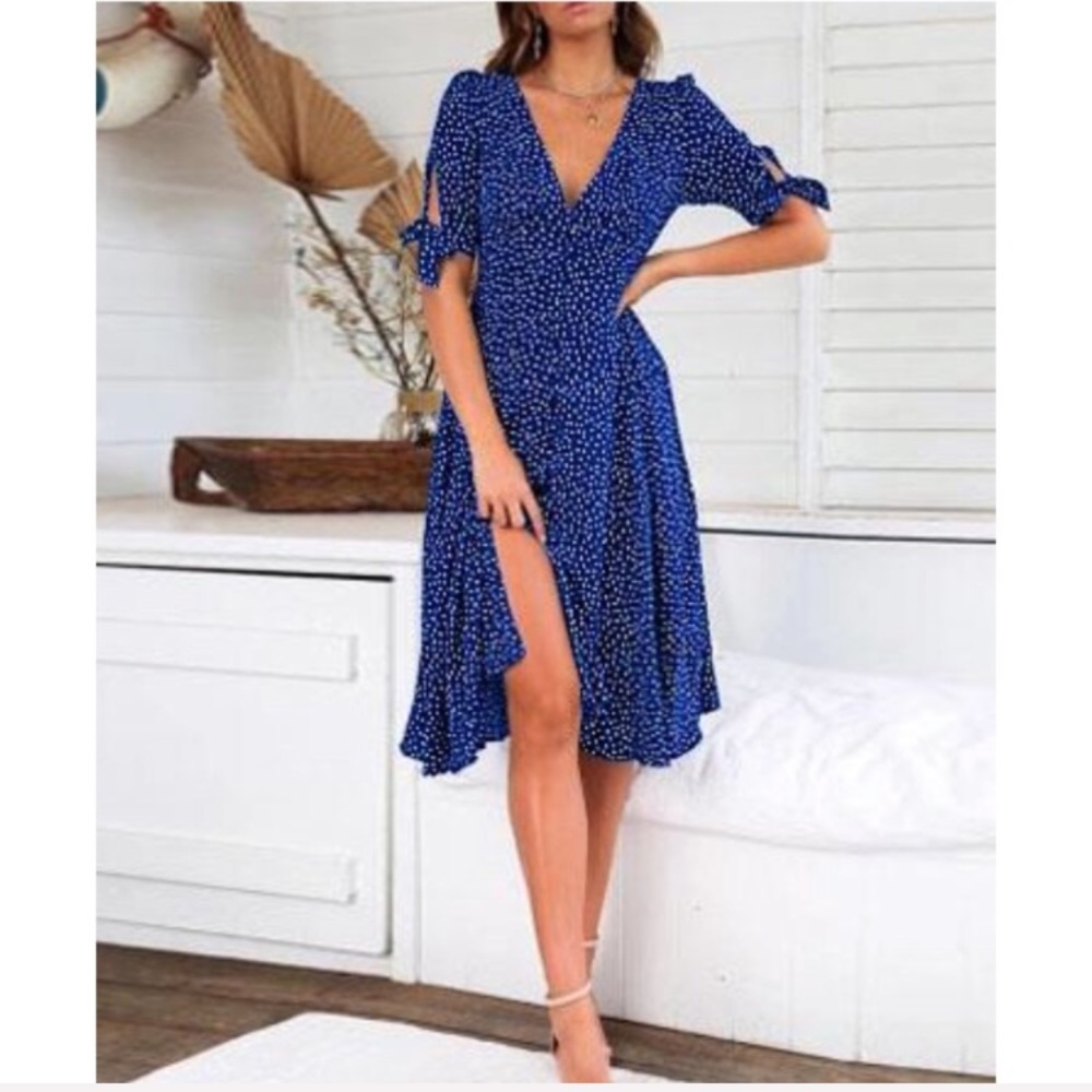 Fashion Print Polka Dot Button Dress Size Small